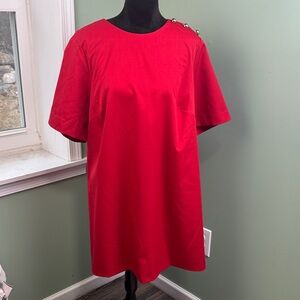NWT H&M Red Button-Shoulder Dress XL